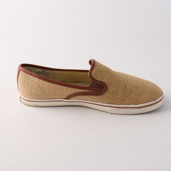 Lauren Ralph Lauren Janis Burlap Slip-On Sneakers Tan Brown Casual Preppy Sz 8.5 - Picture 10 of 11